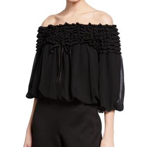 Max Studio Black Ruffle Off Shoulder Blouse